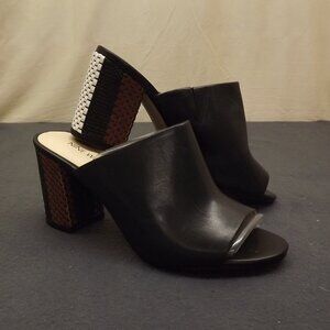 Nine West Gemily Mule Heels, Black Leather